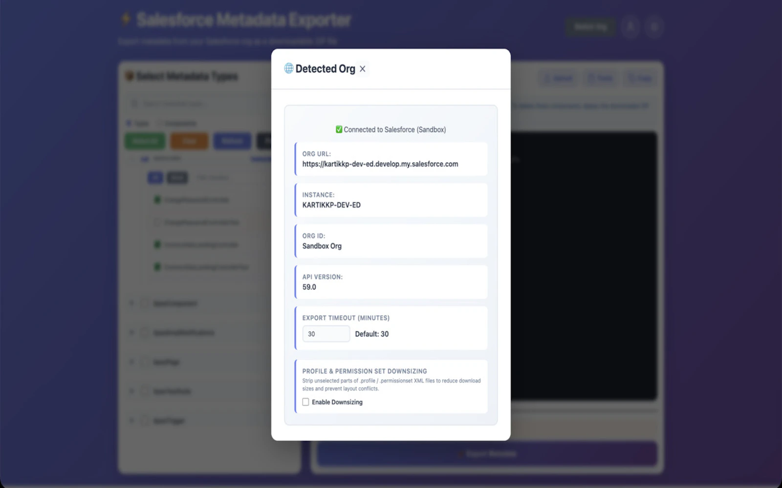 Salesforce Metadata Exporter screenshot 4