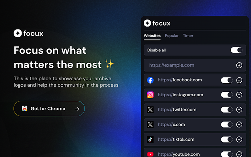 Focux 2.0 - Main product screenshot demonstrating key features and user interface