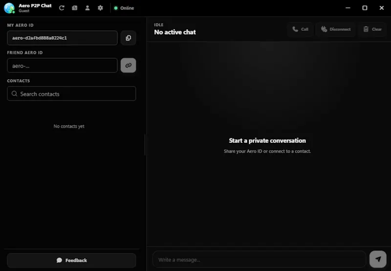 Aero P2P Chat screenshot 1