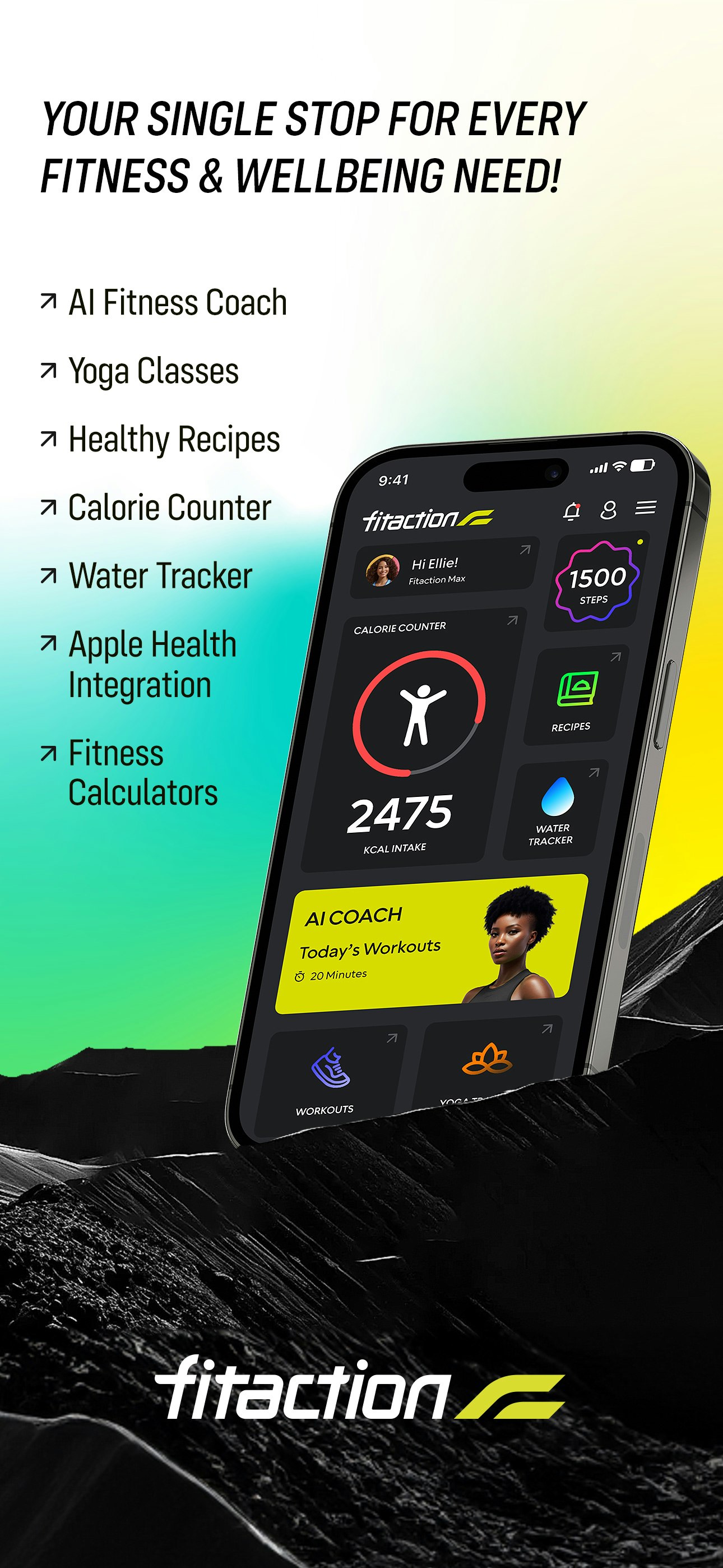 startuptile FitAction-AI personal trainer calorie counter nutrition & yoga