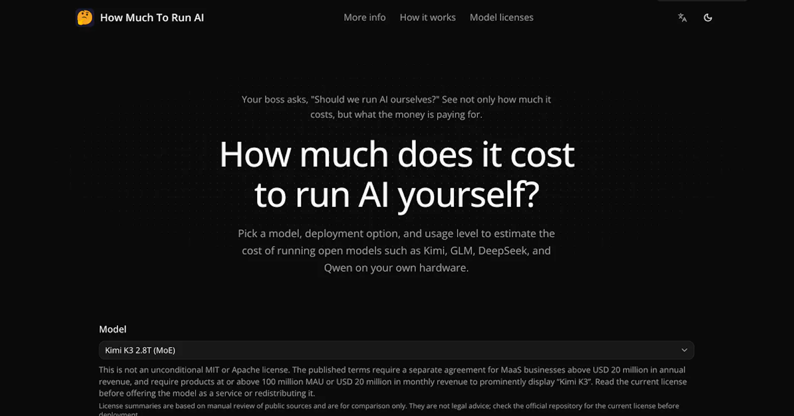 How Much to Run AI screenshot 1