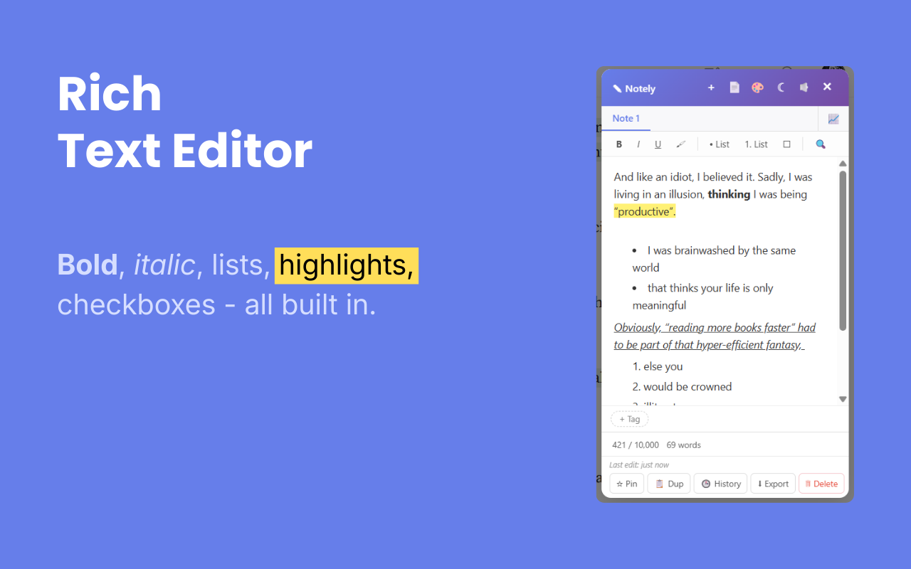 Notely - Screenshot 5 showing product features and functionality