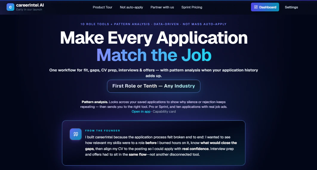 careerIntel AI — Public Launch screenshot 2