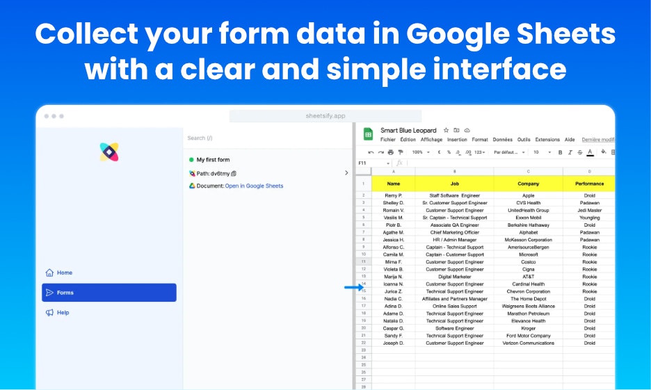 Mídia 1 de Sheetsify - Colete dados de formulário em folhas do Google com apenas 3 cliques