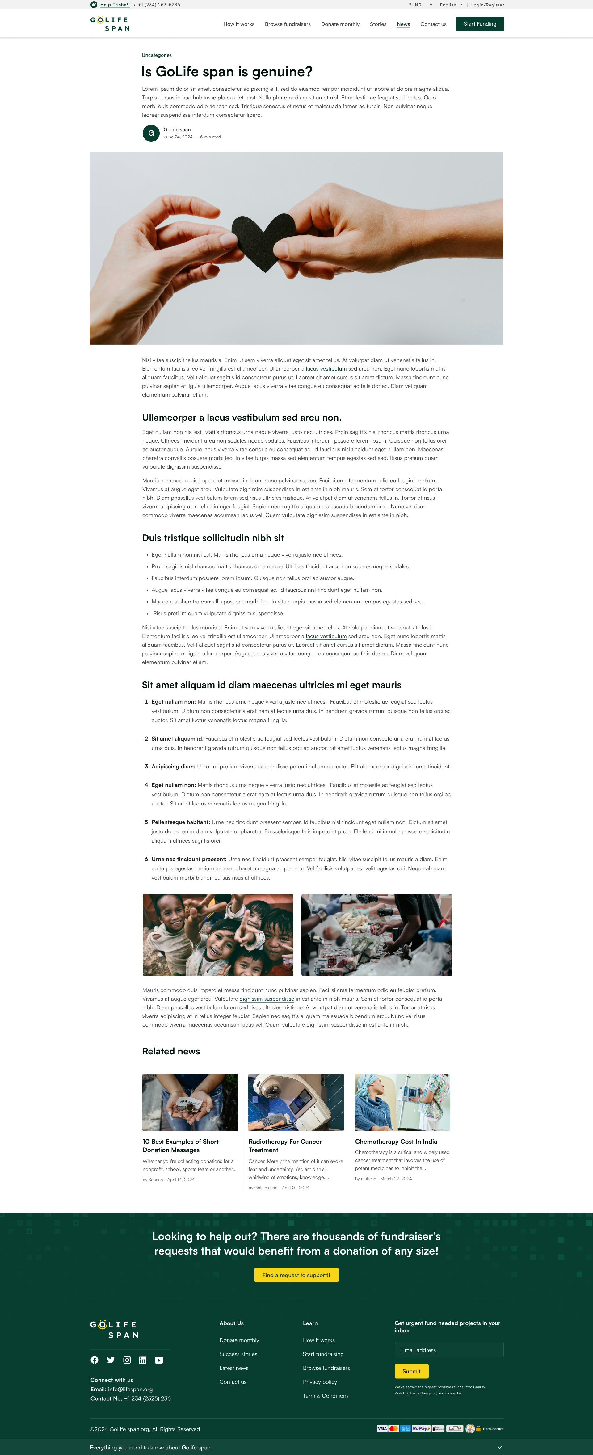 Golife Fundraising Website Template HTML gallery image