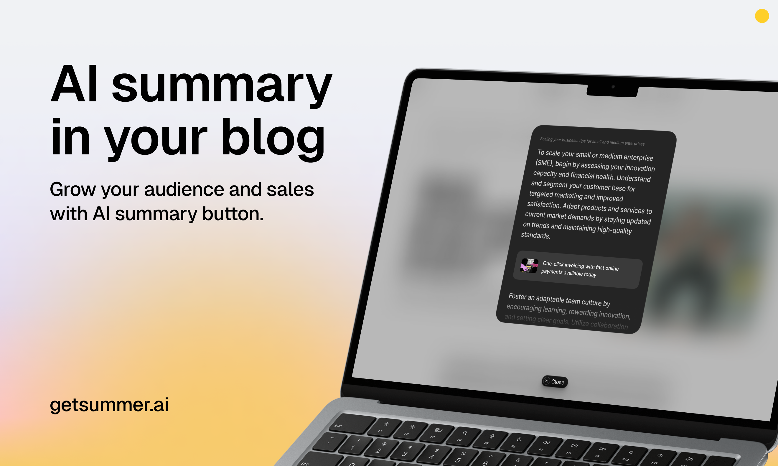 startuptile Summer-AI summary button for your blog readers