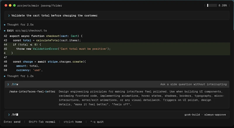 Grok Build screenshot 2