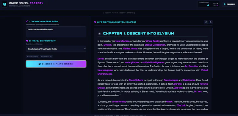 Infinite Cyber Novel Factory screenshot 4