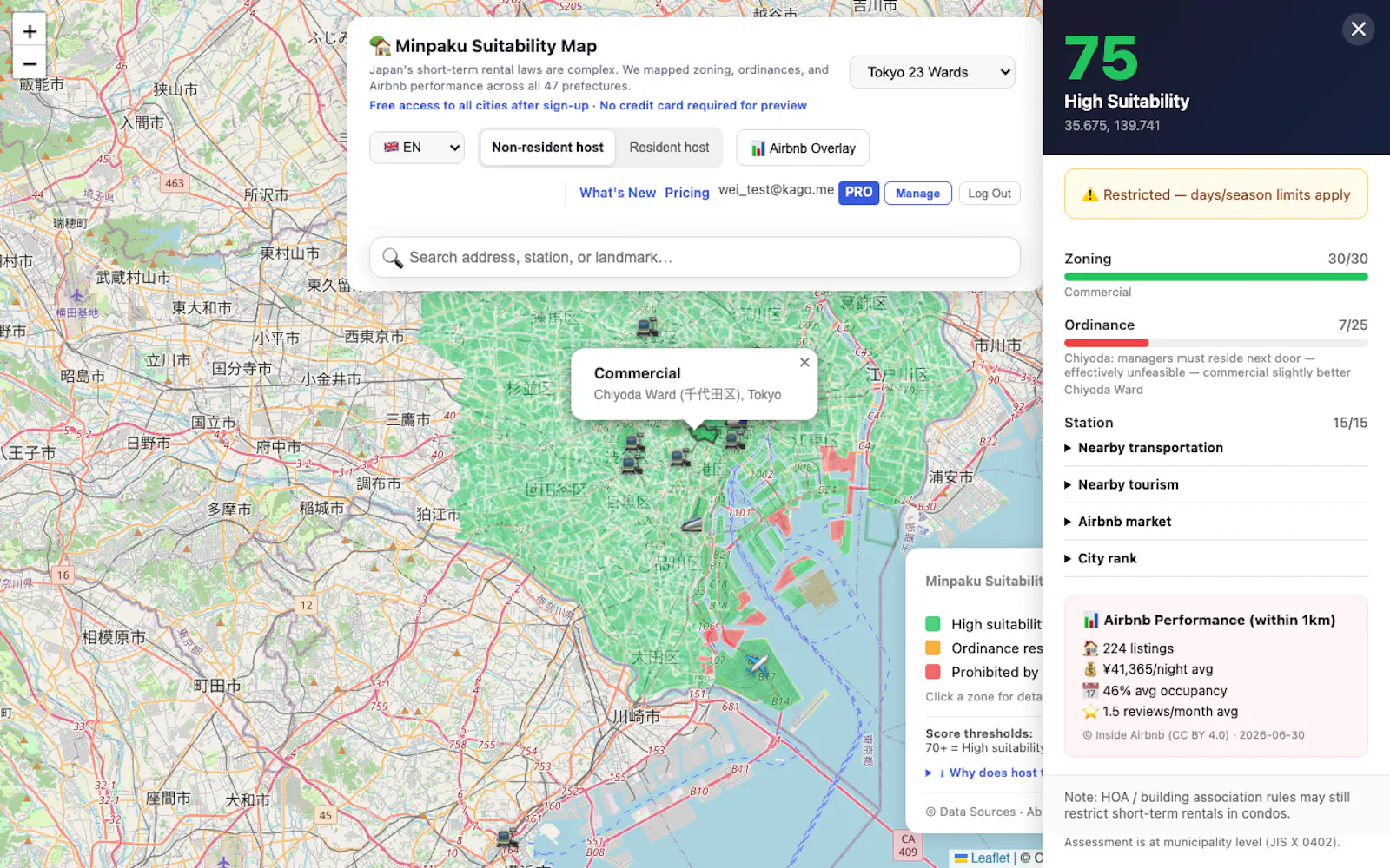 Japan Minpaku Suitability Map screenshot 2