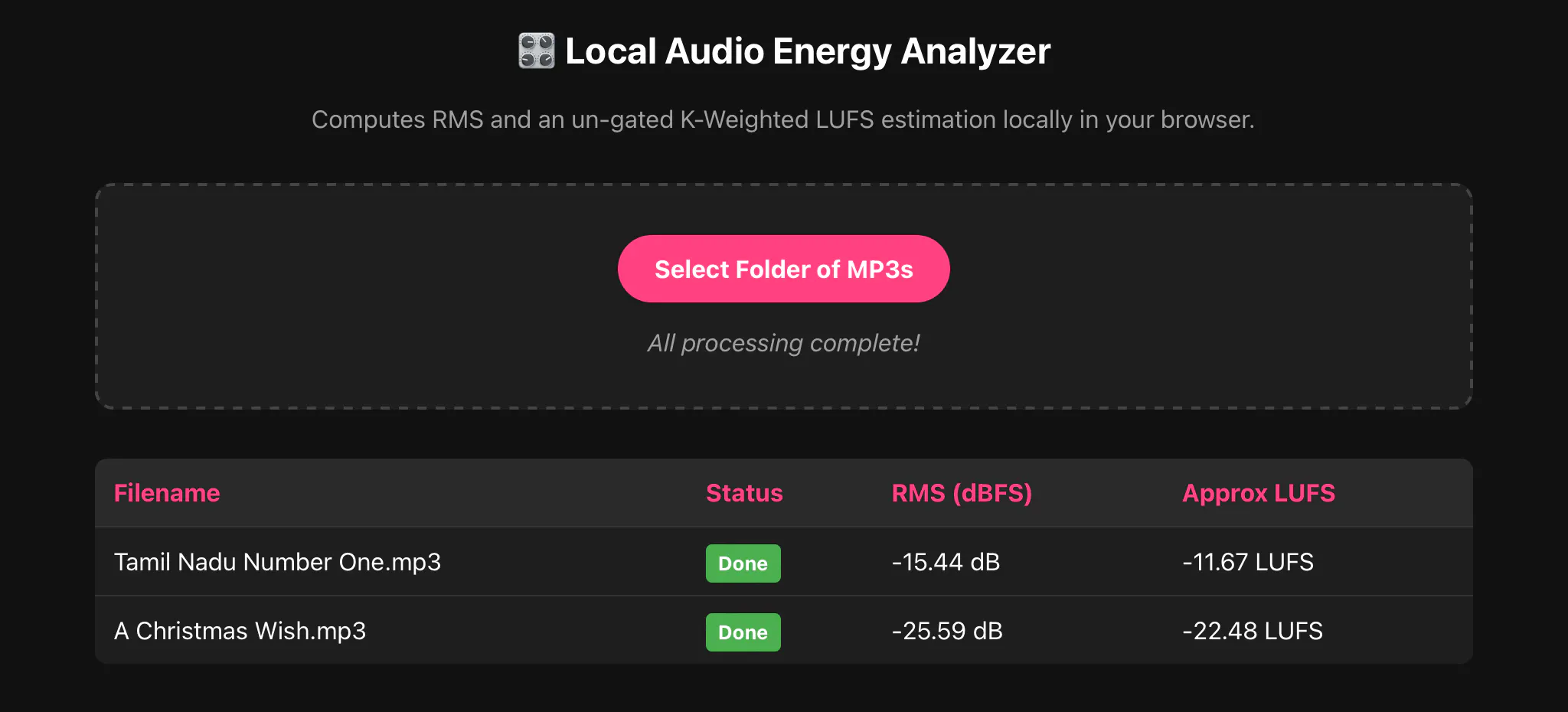 Audio Energy Analyzer (RMS & LUFS) gallery image