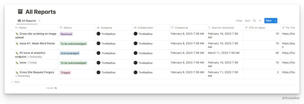 Bug Report Tracker in Notion gallery image
