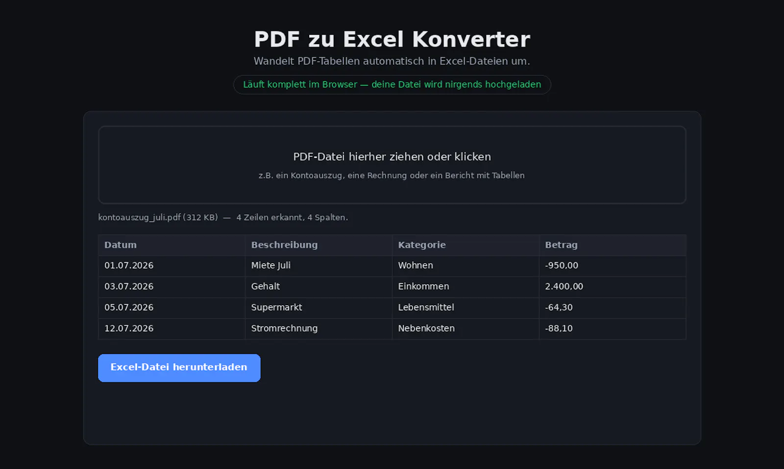 PDF zu Excel Konverter screenshot 1