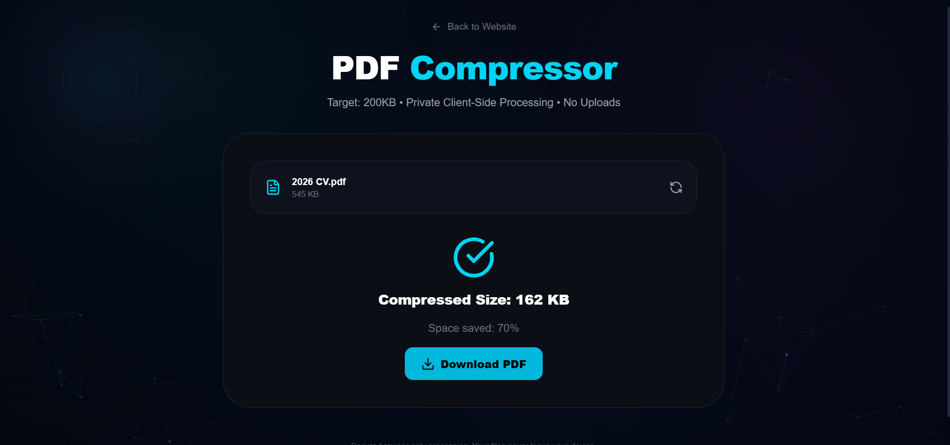 Free PDF Compressor Tool - Screenshot 3 showing product features and functionality