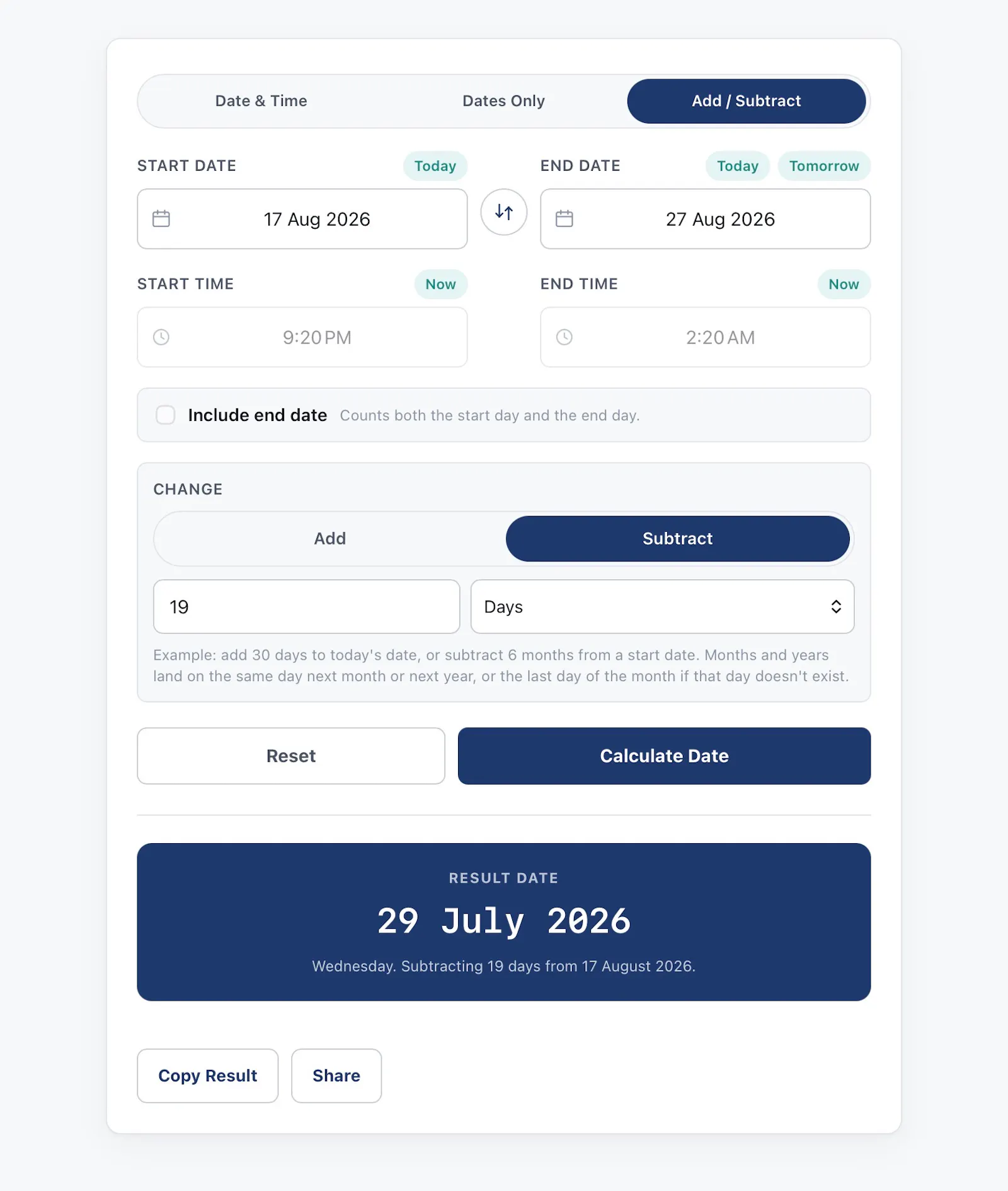 Time and Date Calculator screenshot 2