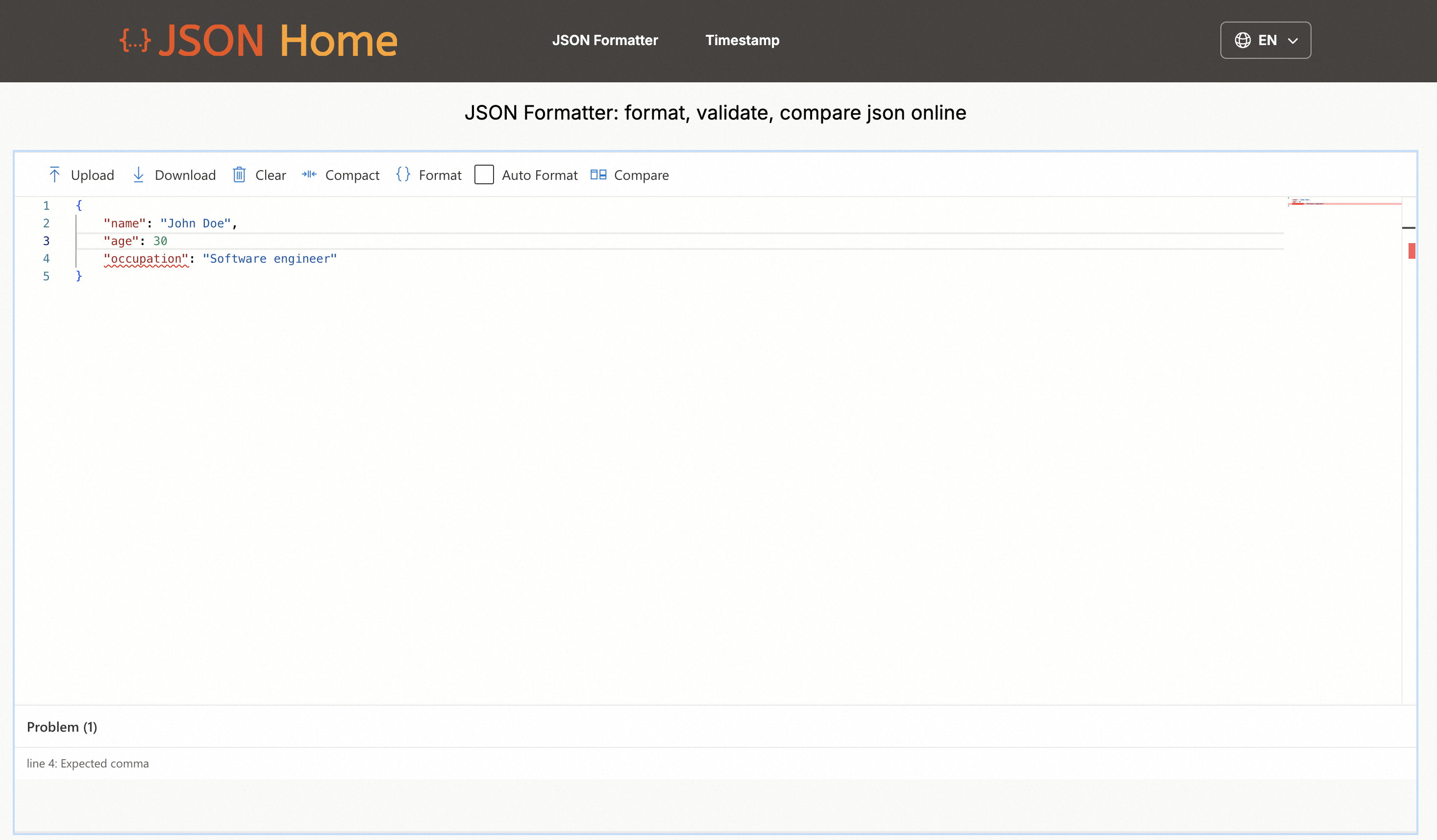 Mídia 1 de JSONHOME - Formato, validar, comparar JSON online
