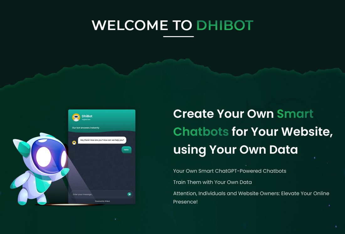 startuptile Dhibot-Create your own smart chatbots using your own data