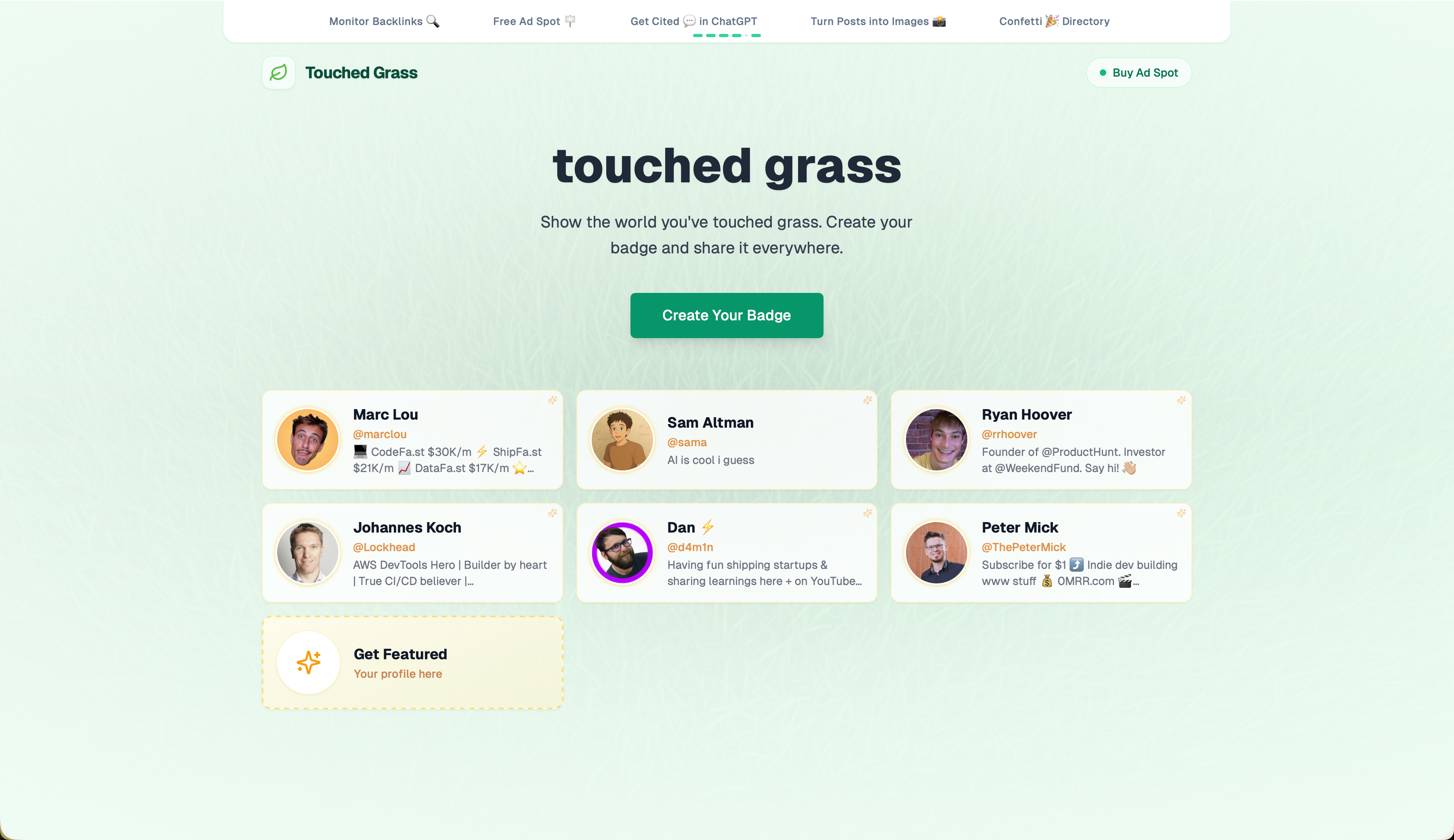 Touched Grass - Screenshot 2 showing product features and functionality