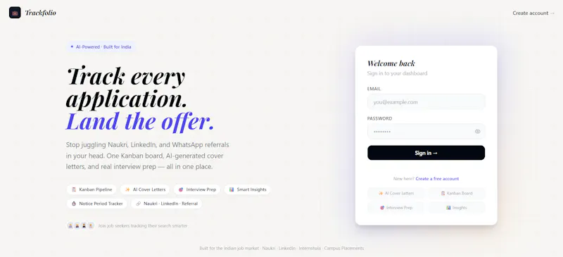 Trackfolio screenshot 1