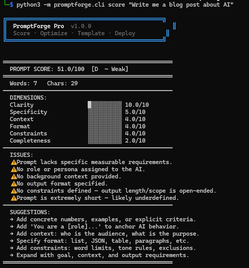 Promptforge Pro screenshot 1