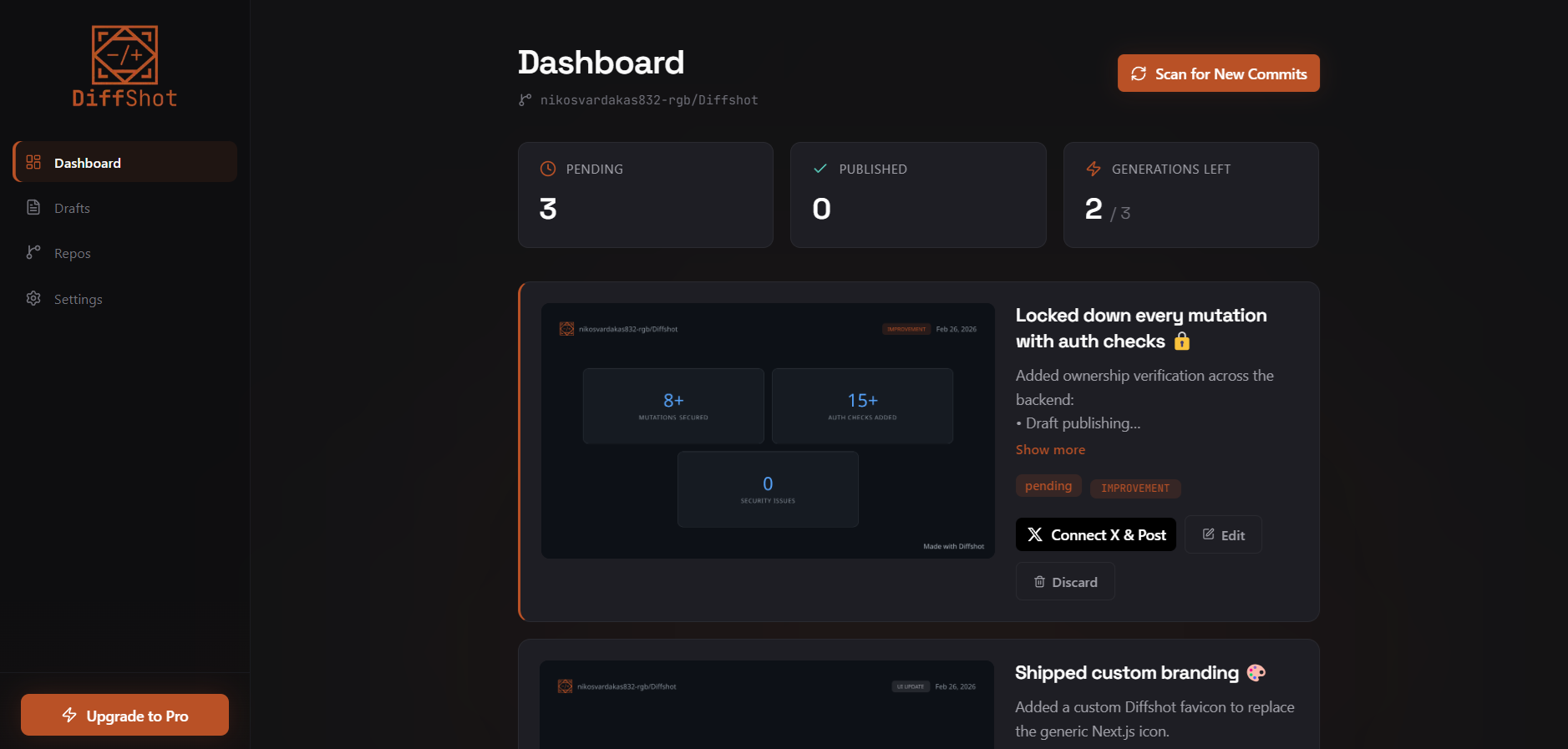 Diffshot - Main product screenshot demonstrating key features and user interface