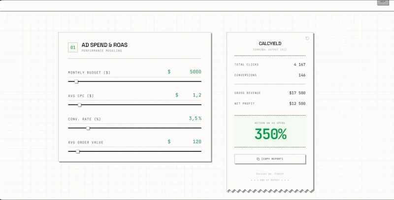 CalcYield screenshot 2
