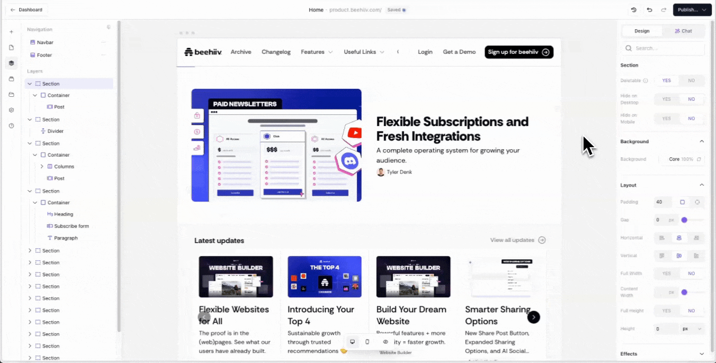 AI Website Builder by beehiiv - Screenshot 2 preview