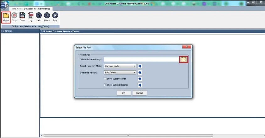 DRS Softech MS Access Recovery Tool - Main product screenshot demonstrating key features and user interface