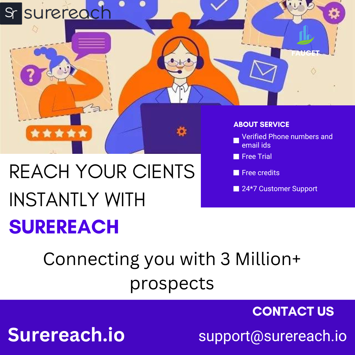 Surereseach - Encuentre números de teléfono e ID de correo electrónico de clientes potenciales en un clic media 3