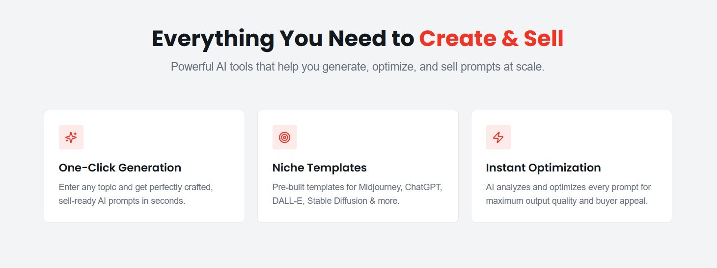 AI Prompt Generator - Screenshot 2 showing product features and functionality