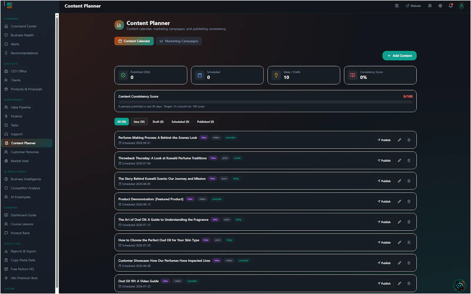 Solo CEO Blueprint Dashboard screenshot 2