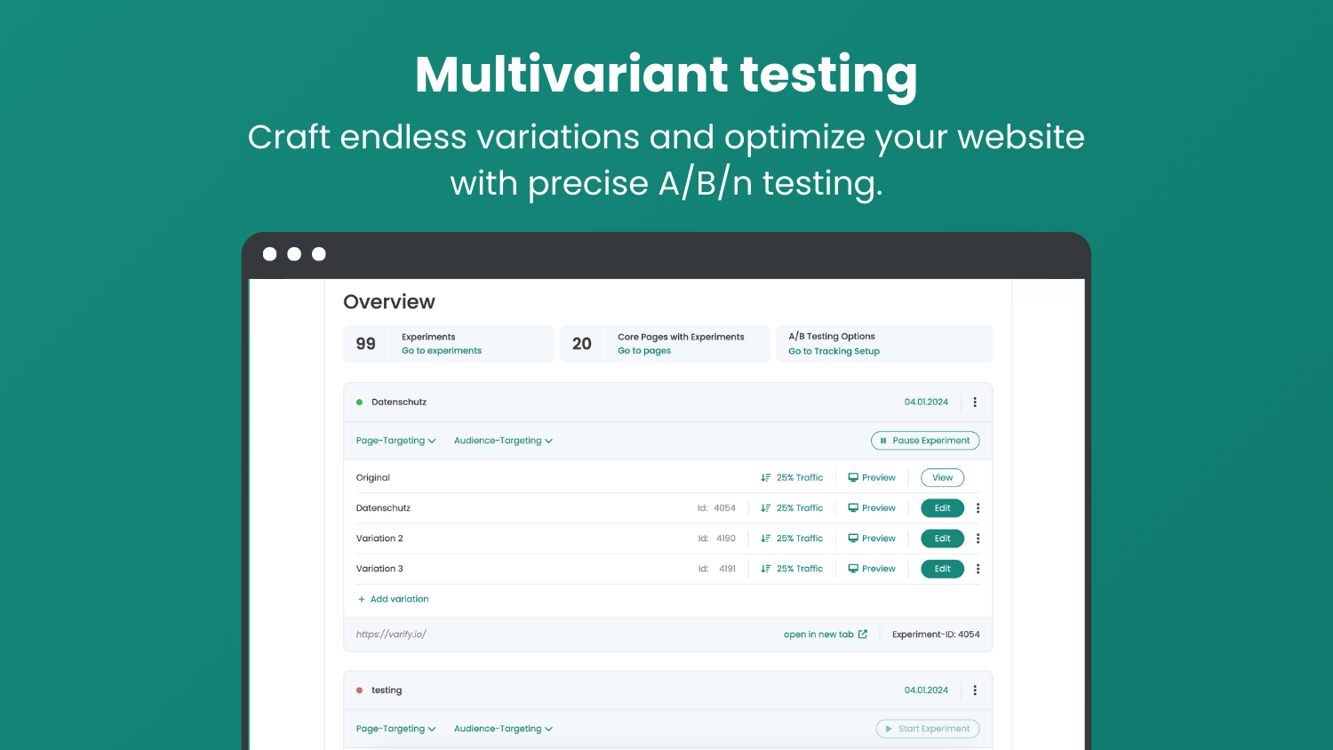 Varify.io - A/B тестирование -> Google Optimize преемника медиа 4