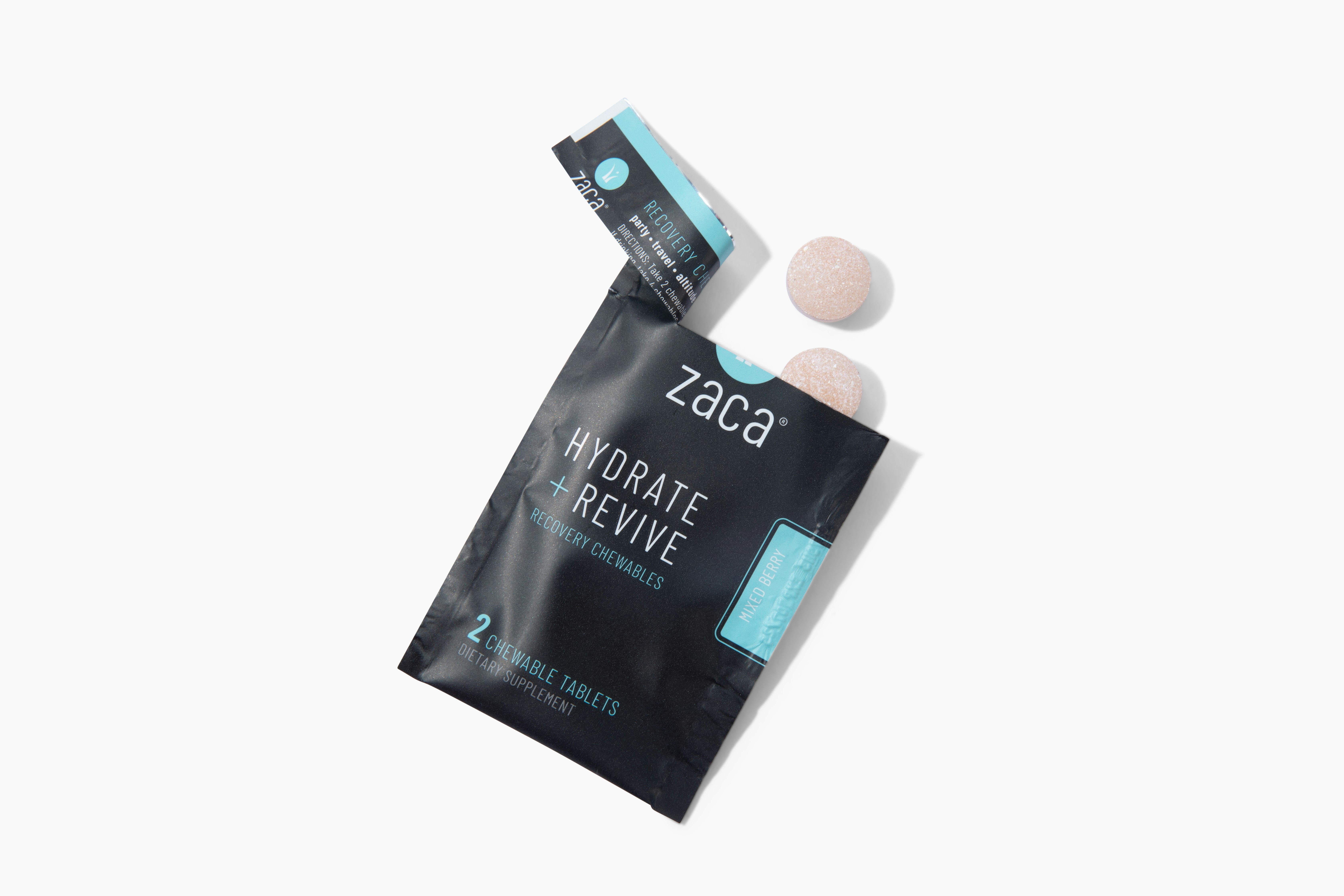 Zaca Hydrate + Revive Chewables - Product Hunt launch logo and brand identity