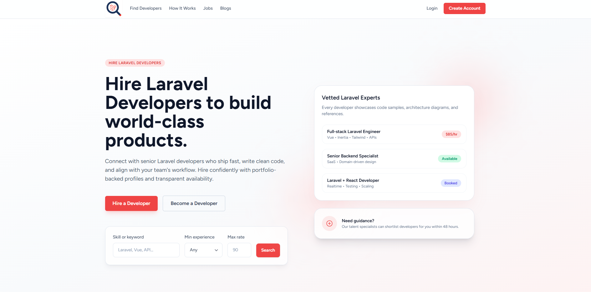 HireLaravel - Main product screenshot demonstrating key features and user interface