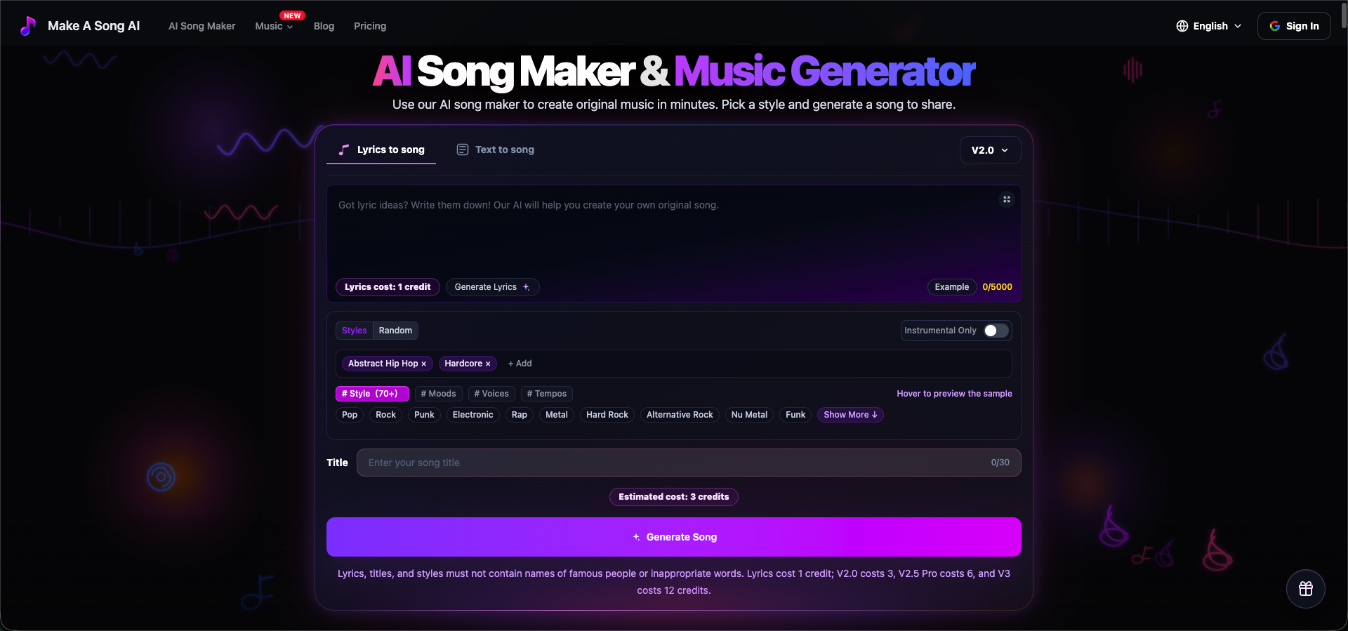 Make A Song AI gallery image