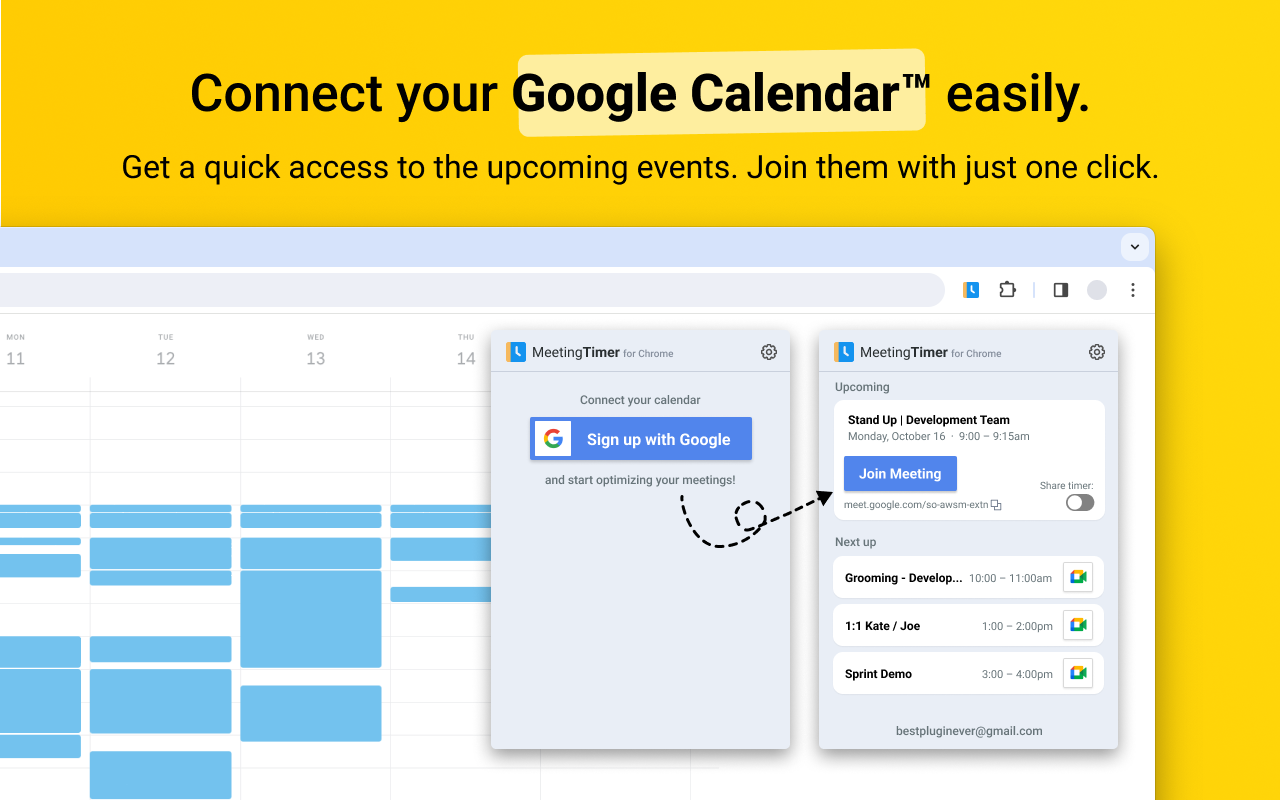 ミーティングタイマー - Google Calendar™イベントに基づいて、Google Meet™にタイマーを追加メディア1