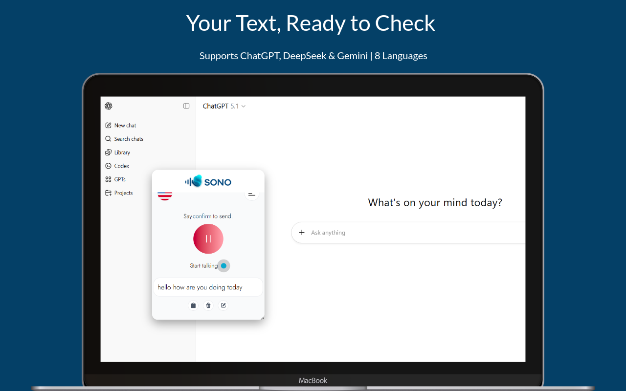 Sono AI Voice Assistant - Screenshot 2 showing product features and functionality