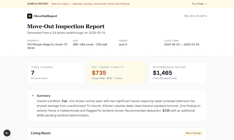 MoveOutReport screenshot 3