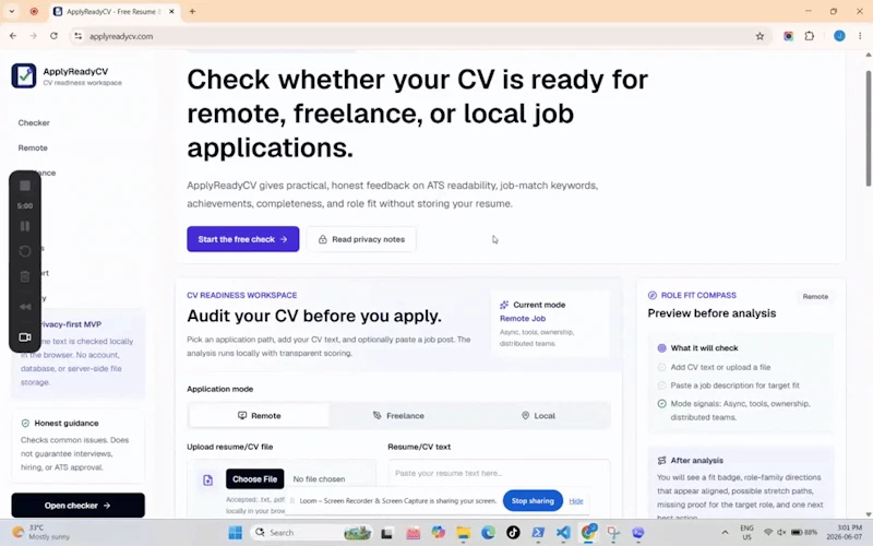 ApplyReadyCV screenshot 1 (video preview)