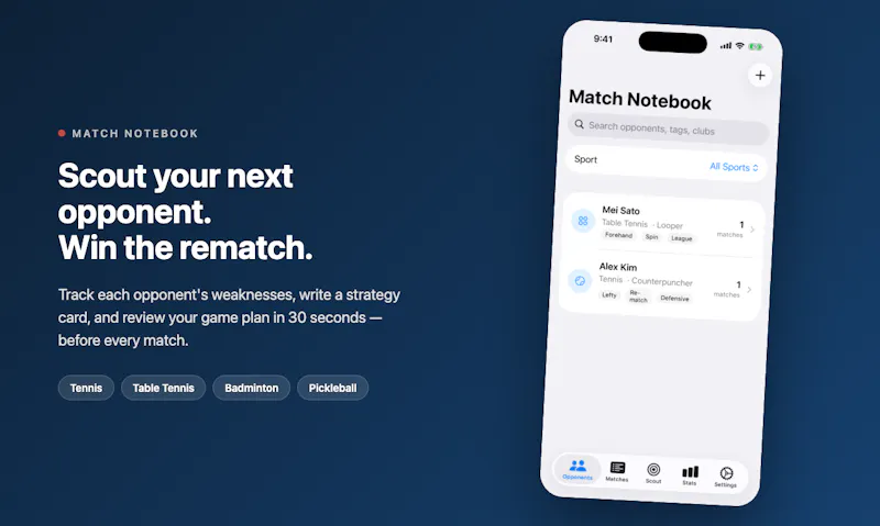 Match Notebook screenshot 1