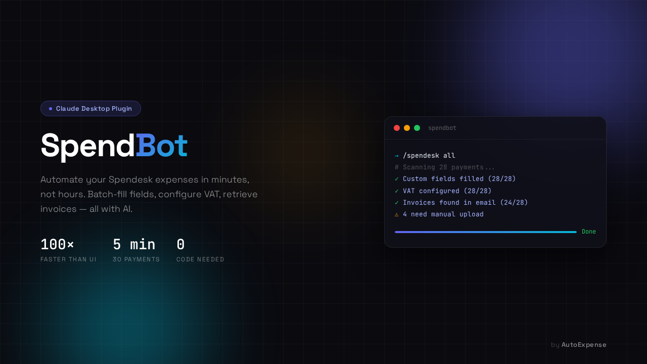 SpendBot - Main product screenshot demonstrating key features and user interface
