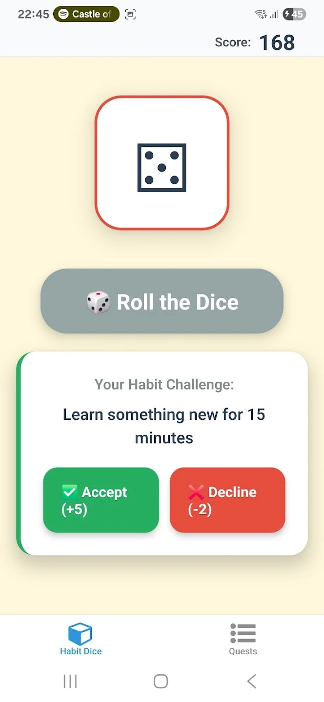 Habit Dice - Main screenshot showing features and interface
