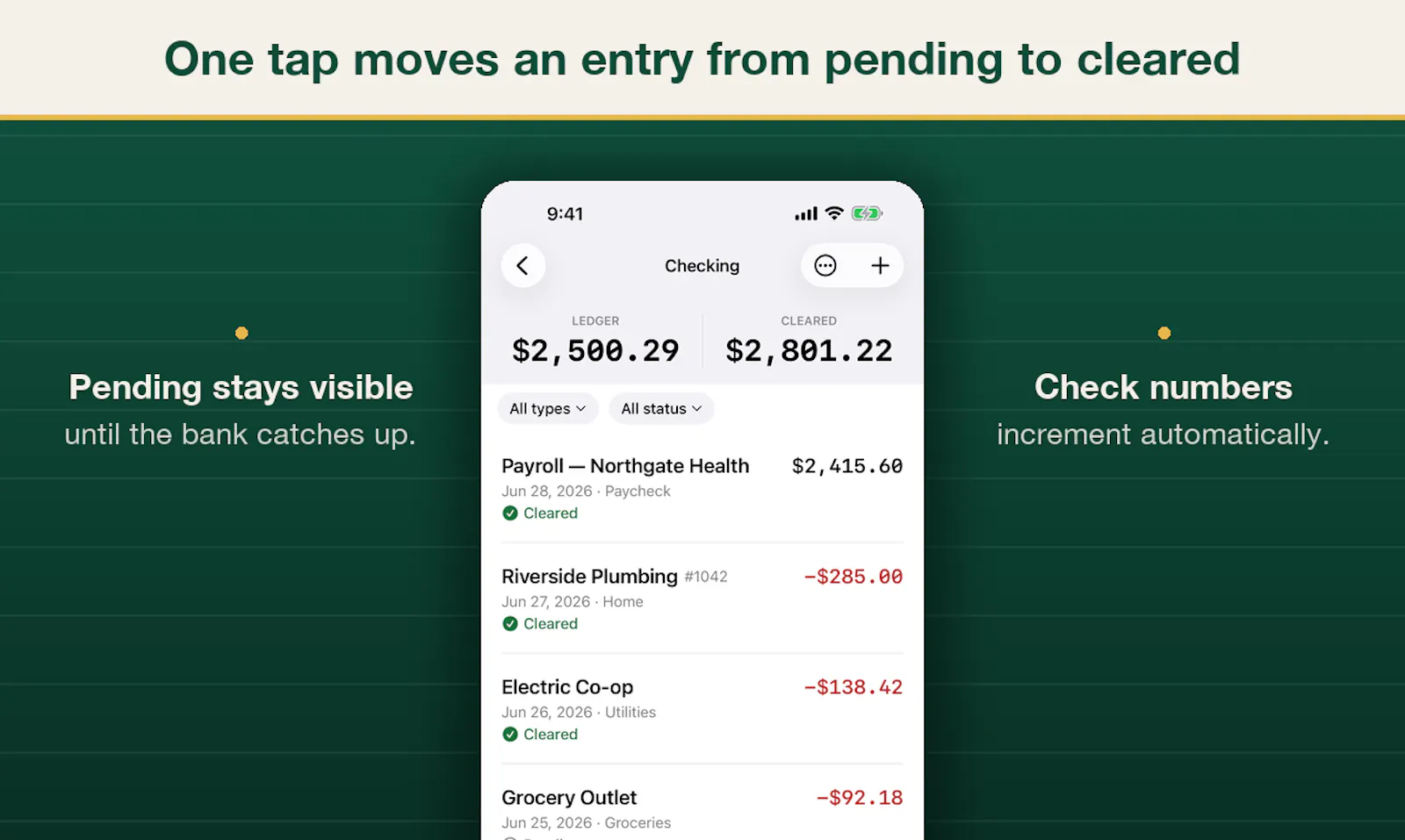 Quillbook: Check Register screenshot 3