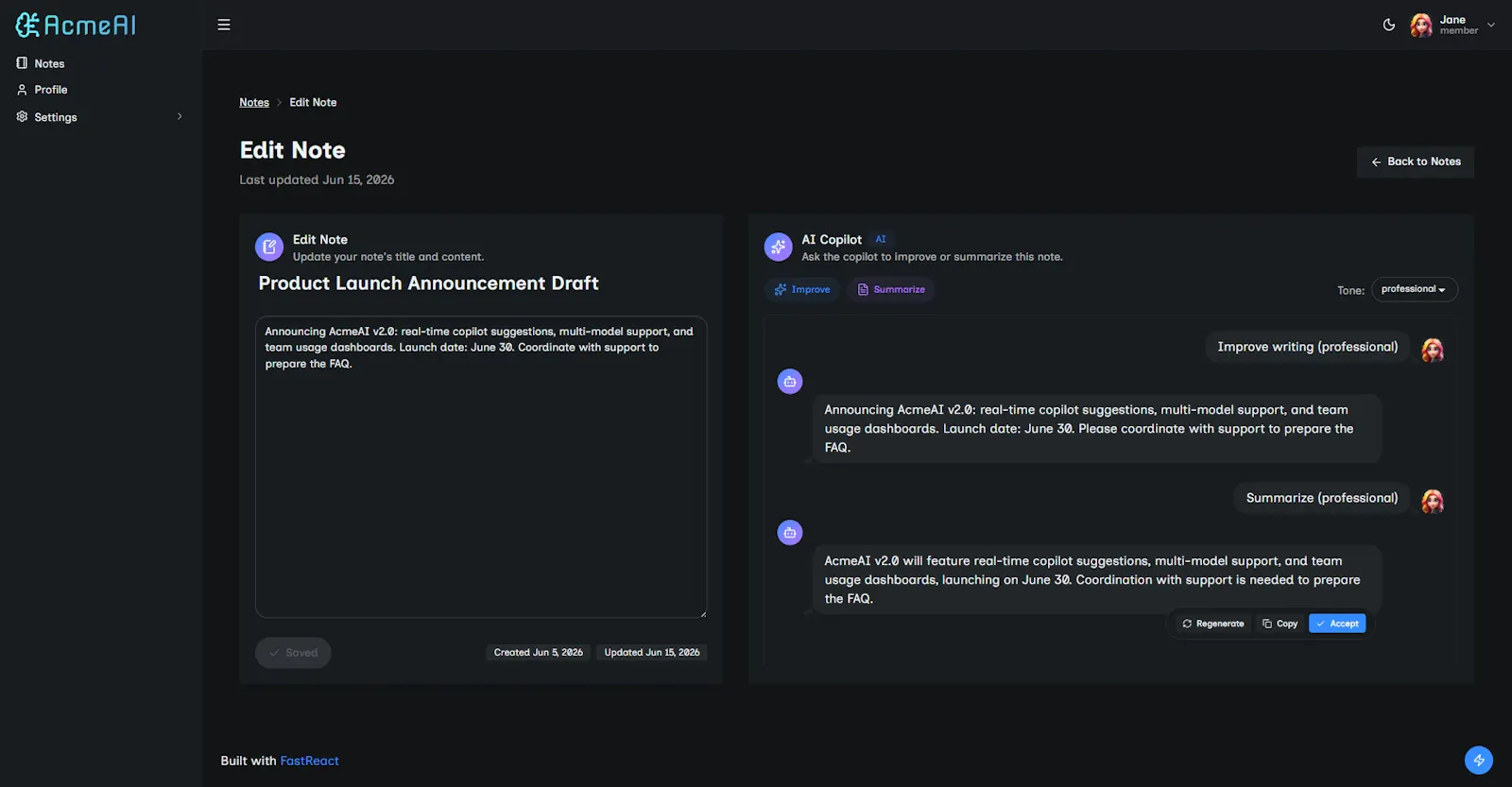 FastReact screenshot 3