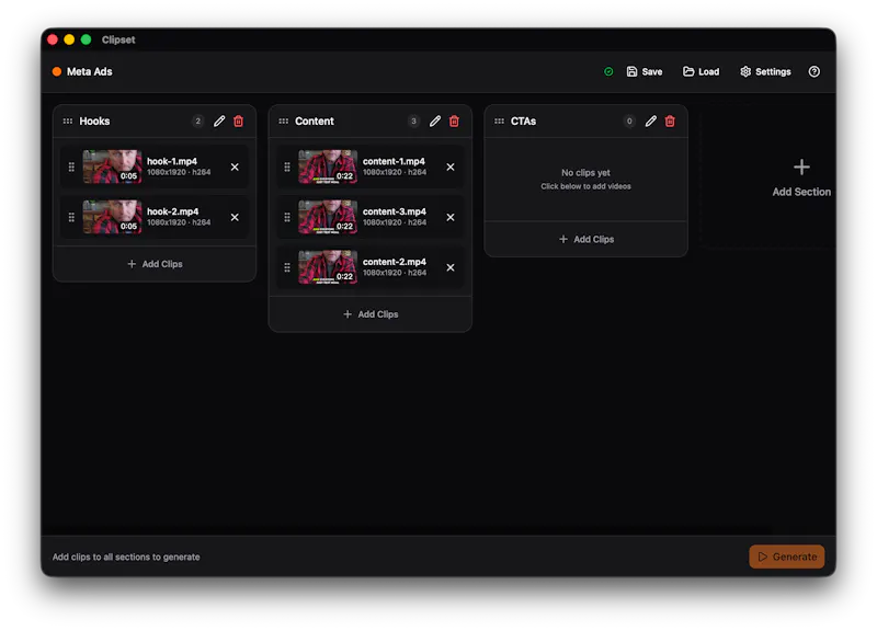 Clipset – Modular Video Ad Variations screenshot 3