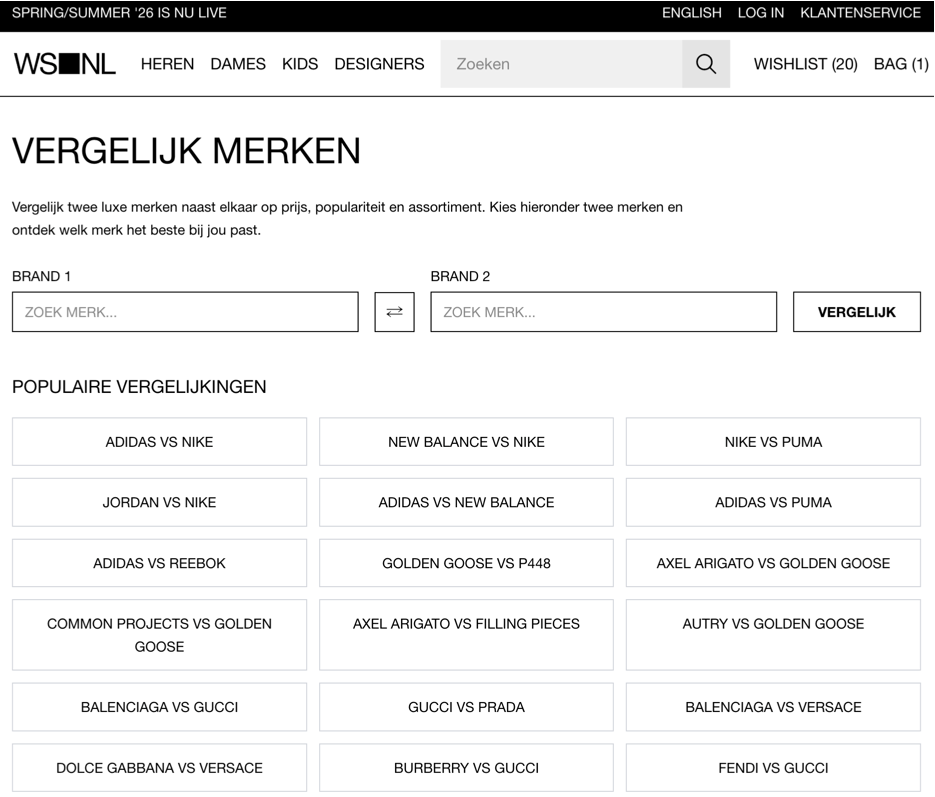 WSNL Designer Comparison Tool gallery image