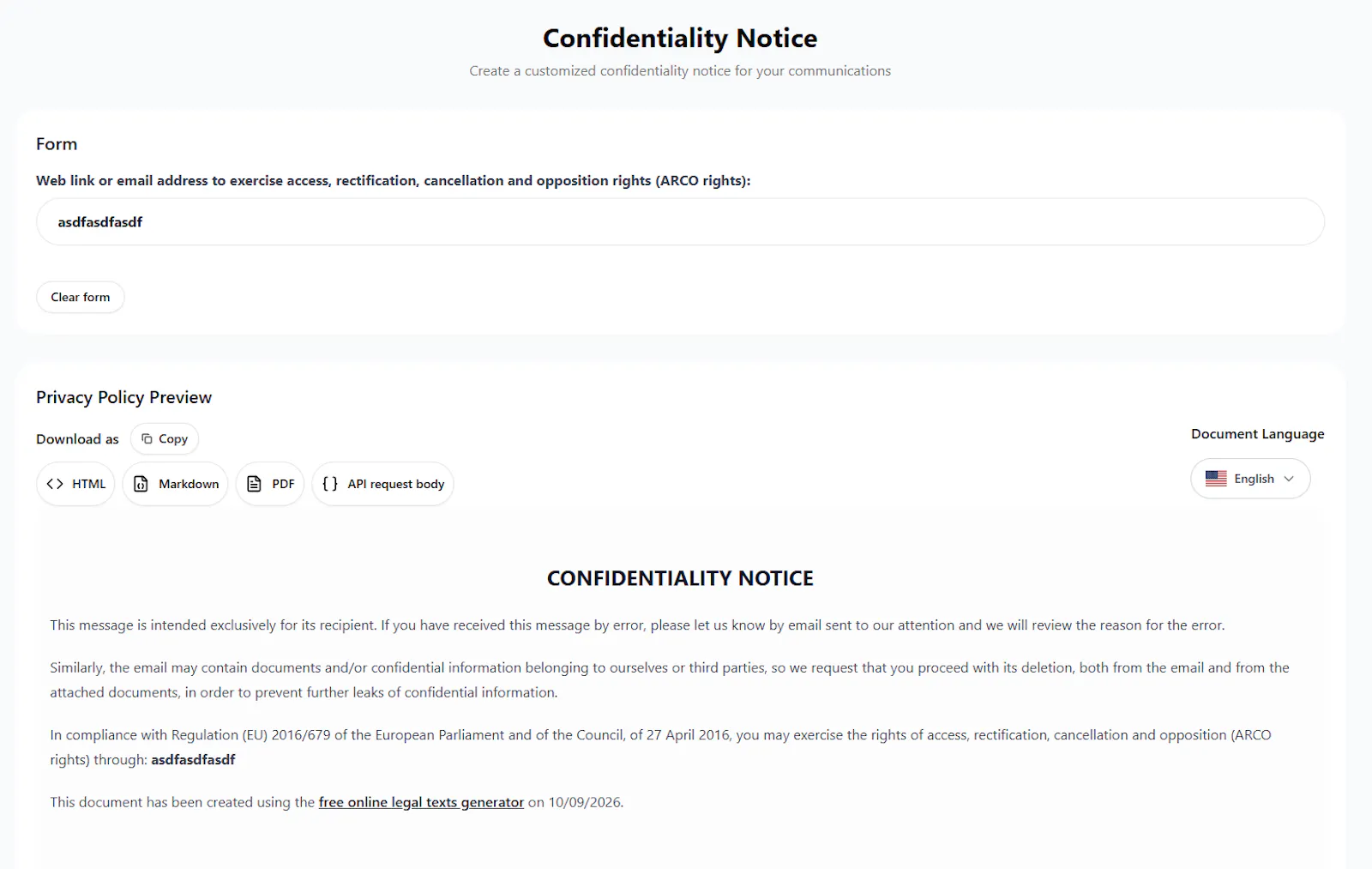 GenLegalTxts screenshot 4
