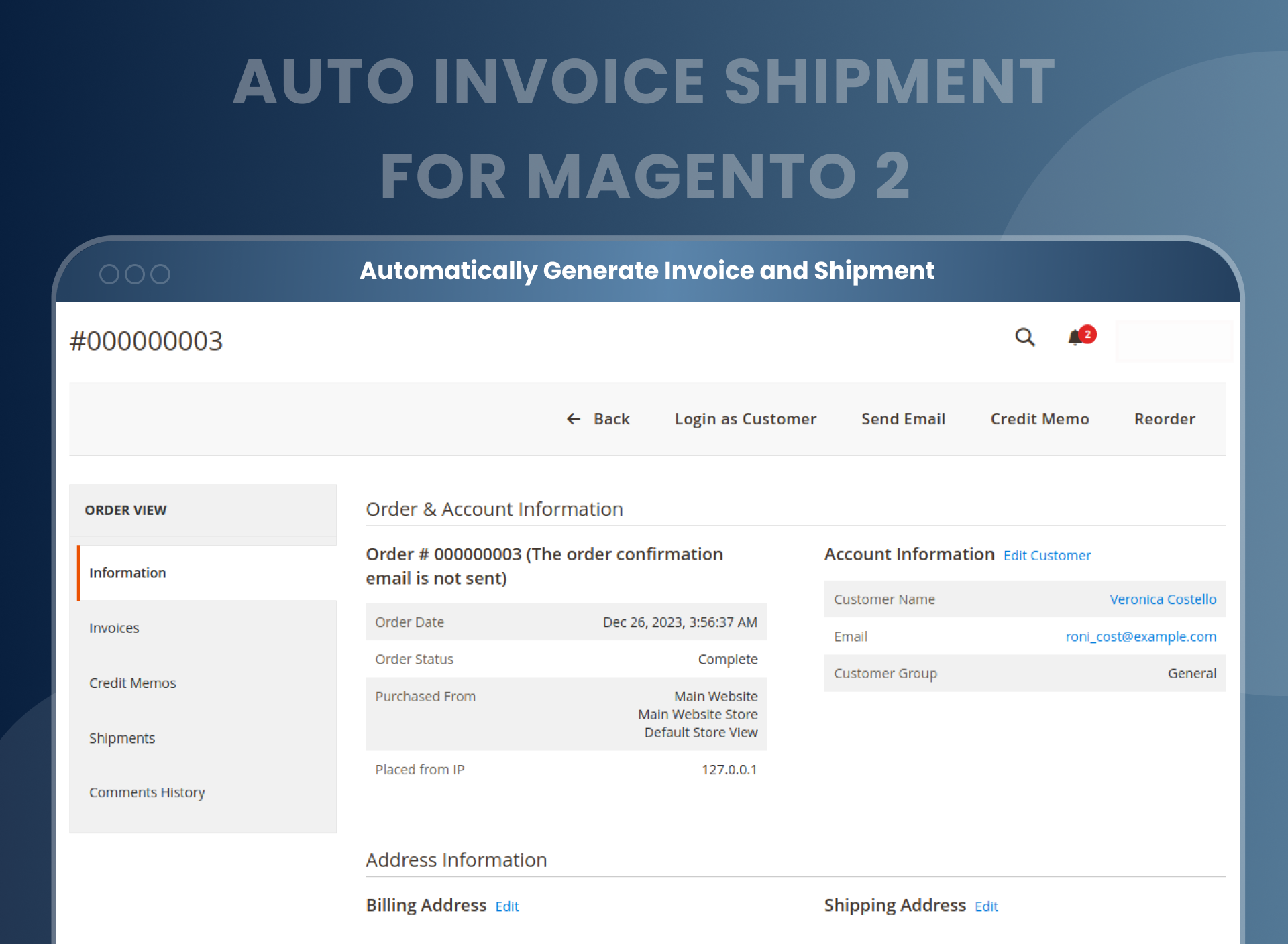 وسائط Magento 2 شحنة فاتورة السيارات 2