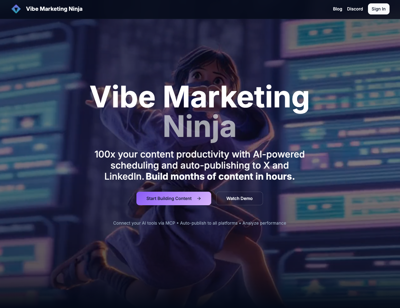 Média Vibe marketing ninja - Construisez des mois de contenu des médias sociaux en heures avec l'IA 2