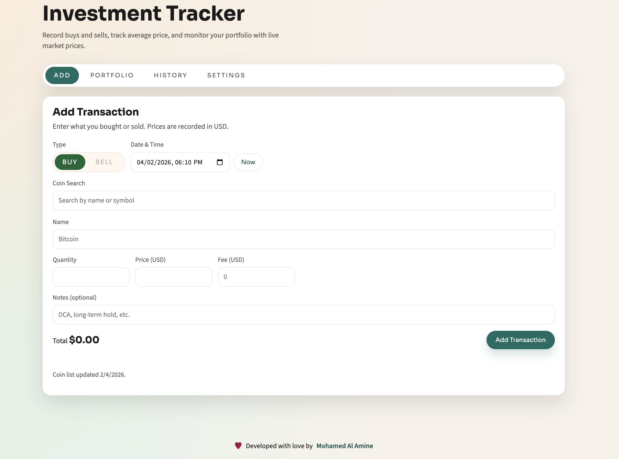 Crypto Investment Tracker gallery image