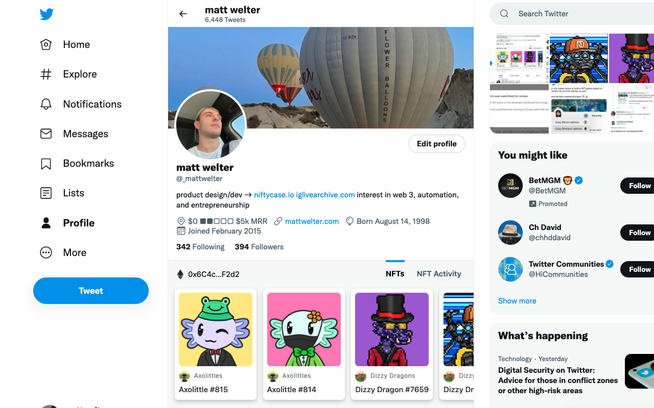 Display NFT Collection on Twitter gallery image